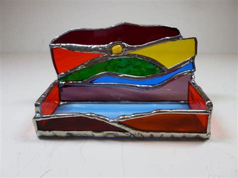 glass business card holder desk|stained glass business card holders.